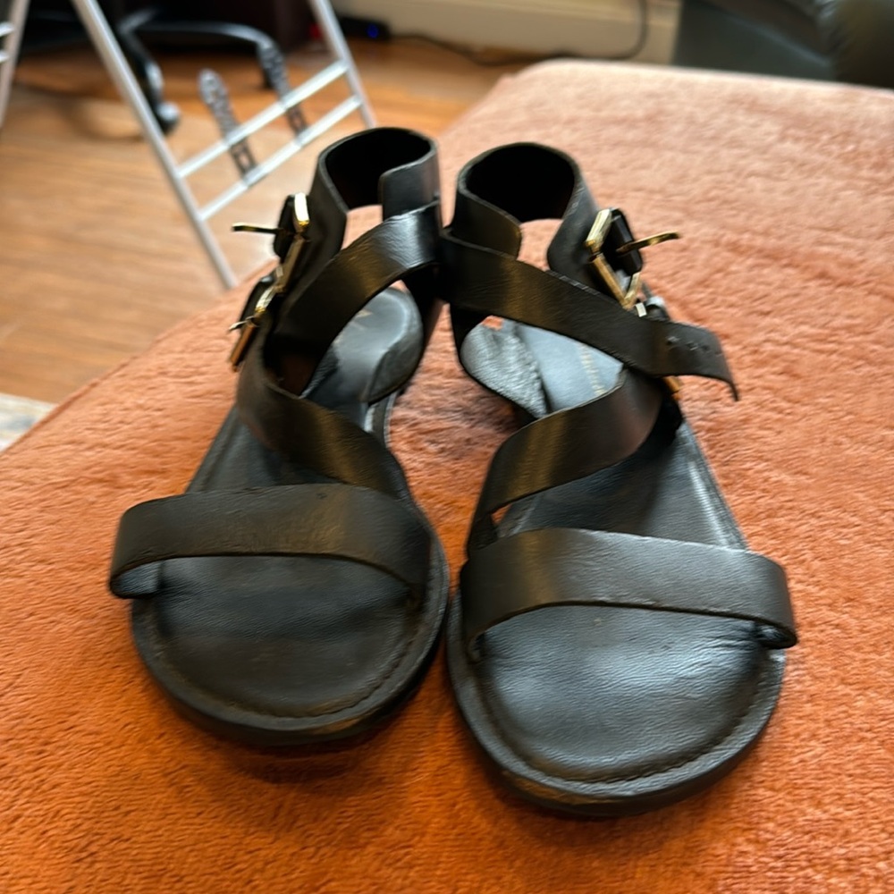 Black leather Anthropologie sandals